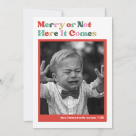 Vrolijk of niet wit Kerstmis Foto Feestdagenkaart