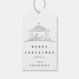 Vrolijk om kerstvakantie van heilige familie te no cadeaulabel