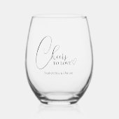 Vrolijk om liefde gepersonaliseerd wijnglas zonder voet (Voorkant)