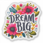 Vrolijk ontwerp: heldere bloemen en woorden sticker (Voorkant)