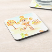 Vrolijk oogsten kleine gemberjongen bier onderzetter (Linkerzijde)