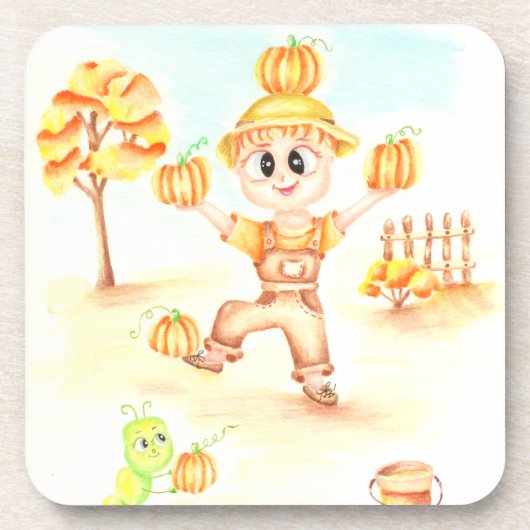 Vrolijk oogsten kleine gemberjongen bier onderzetter (Voorkant)