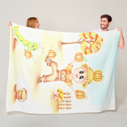 Vrolijk oogsten kleine gemberjongen fleece deken (In situ)