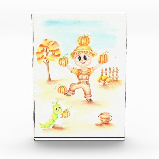 Vrolijk oogsten kleine gemberjongen fotoblokken (Voorkant)