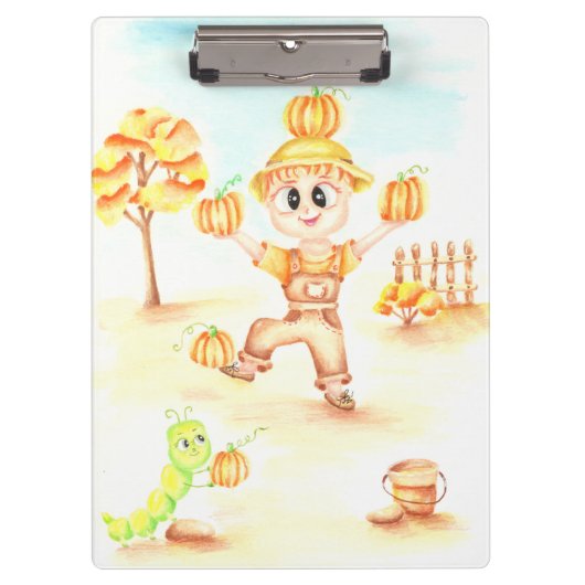 Vrolijk oogsten kleine gemberjongen klembord (Voorkant)