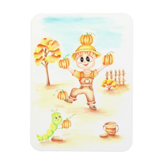 Vrolijk oogsten kleine gemberjongen magneet (Verticaal)