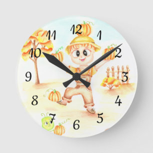 Vrolijk oogsten kleine gemberjongen ronde klok