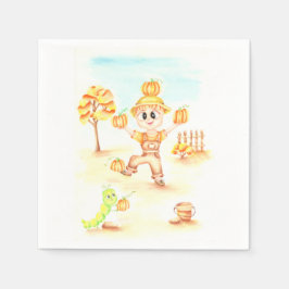 Vrolijk oogsten kleine gemberjongen servet