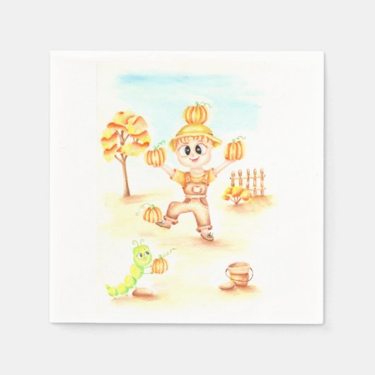 Vrolijk oogsten kleine gemberjongen servet (Voorkant)