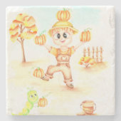 Vrolijk oogsten kleine gemberjongen stenen onderzetter (Voorkant)