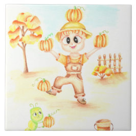 Vrolijk oogsten kleine gemberjongen tegeltje