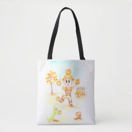 Vrolijk oogsten kleine gemberjongen tote bag