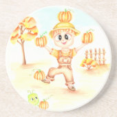 Vrolijk oogsten kleine gemberjongen zandsteen onderzetter (Voorkant)