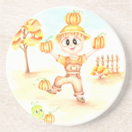 Vrolijk oogsten kleine gemberjongen zandsteen onderzetter