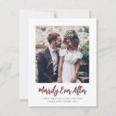 Vrolijk ooit geborsteld na Pas getrouwd 2 foto roo Feestdagenkaart (Voorkant)