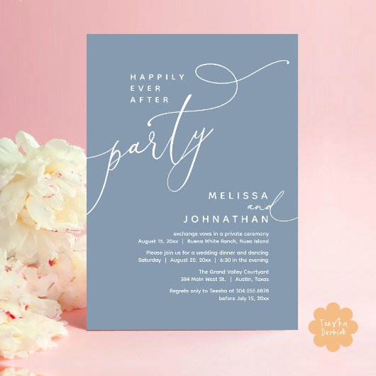 Vrolijk ooit na het feest bruiloft elopement diner kaart