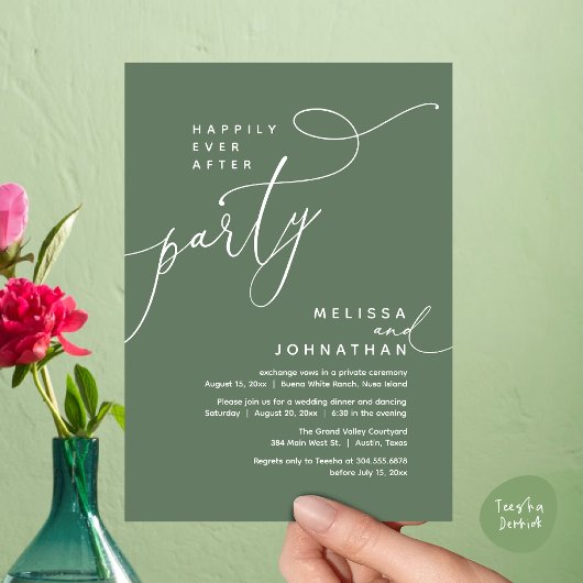 Vrolijk ooit na het feest bruiloft elopement diner kaart