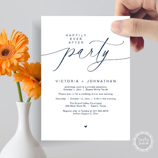 Vrolijk ooit na het feest bruiloft elopement diner kaart