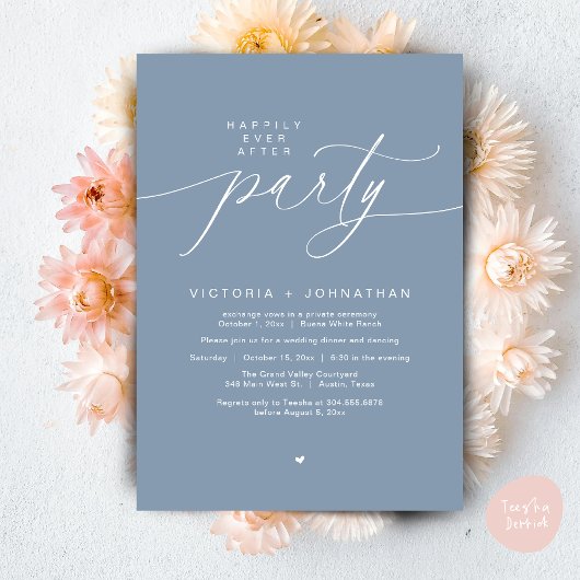 Vrolijk ooit na het feest bruiloft elopement diner kaart
