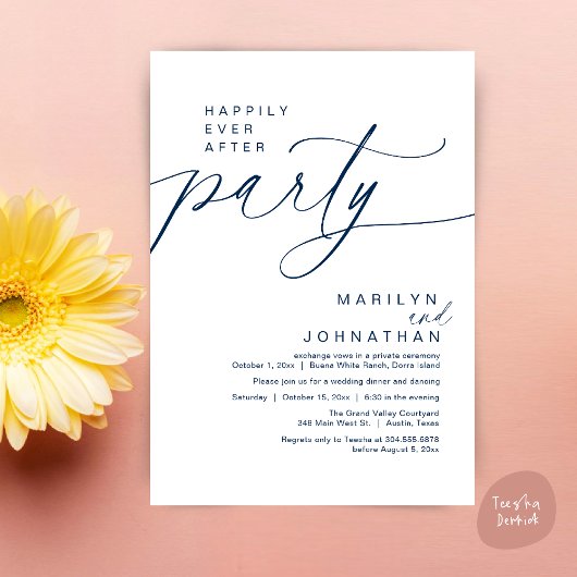 Vrolijk ooit na het feest bruiloft elopement diner kaart