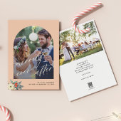 Vrolijk ooit na minimalistische boog foto bruiloft feestdagenkaart