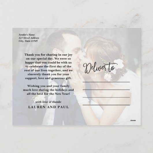 Vrolijk ooit na vakantie foto dank je wel feestdagenkaart (Achterkant)