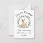 vrolijk ooster , waterverf bunnies greenery met ad notitiekaartje (Voorkant)