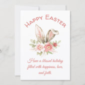 vrolijk ooster, waterverf florla bunny oren rode c notitiekaartje (Voorkant)