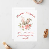 vrolijk ooster, waterverf florla bunny oren rode c notitiekaartje (Voorkant / Achterkant in situ)