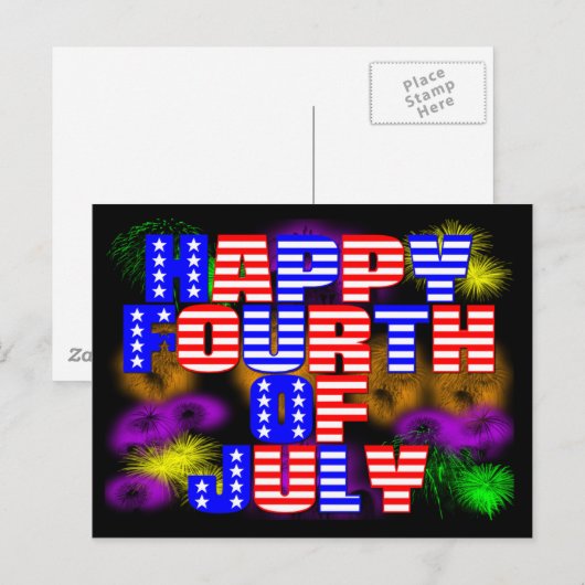Vrolijk op 4 juli briefkaart (Voorkant / Achterkant)