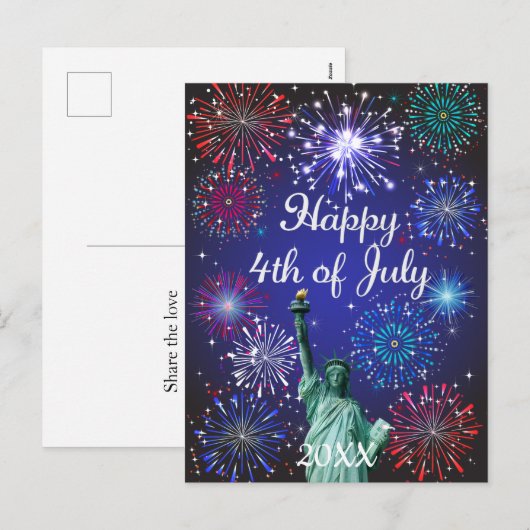 Vrolijk op 4 juli feestdagenkaart (Voorkant / Achterkant)