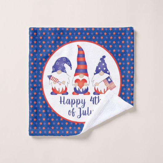 Vrolijk op 4 juli Gnomes Red White Blue Bad Handdoek (Wasdoekje)