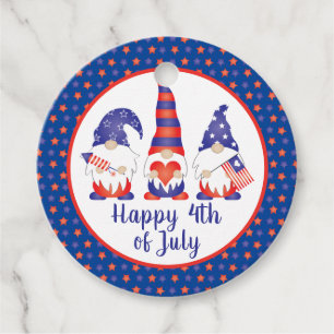 Vrolijk op 4 juli Gnomes Red White Blue Bedankjes Labels