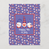 Vrolijk op 4 juli Gnomes Red White Blue Briefkaart (Voorkant)