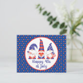 Vrolijk op 4 juli Gnomes Red White Blue Briefkaart (Staand voorkant)