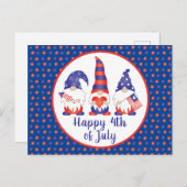 Vrolijk op 4 juli Gnomes Red White Blue Briefkaart (Voorkant / Achterkant)