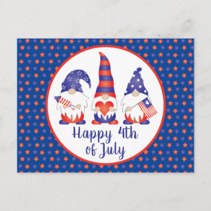 Vrolijk op 4 juli Gnomes Red White Blue Briefkaart