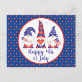 Vrolijk op 4 juli Gnomes Red White Blue Briefkaart (Voorkant)