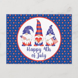 Vrolijk op 4 juli Gnomes Red White Blue Briefkaart