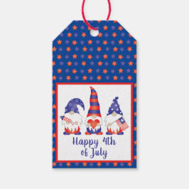 Vrolijk op 4 juli Gnomes Red White Blue Cadeaulabel