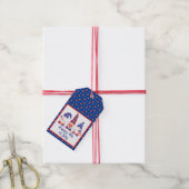 Vrolijk op 4 juli Gnomes Red White Blue Cadeaulabel (Met Touw)