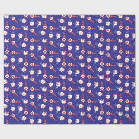 Vrolijk op 4 juli Gnomes Red White Blue Cadeaupapier (Vlak)