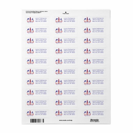 Vrolijk op 4 juli Gnomes Red White Blue Etiket (Full Sheet)
