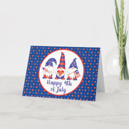 Vrolijk op 4 juli Gnomes Red White Blue Feestdagen Kaart