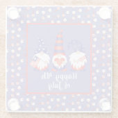 Vrolijk op 4 juli Gnomes Red White Blue Glazen Onderzetter (Achterkant)