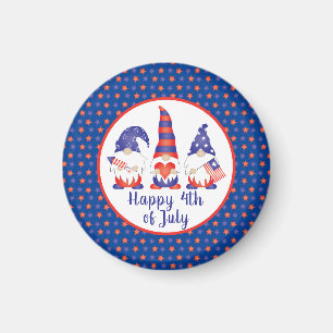 Vrolijk op 4 juli Gnomes Red White Blue Magneet