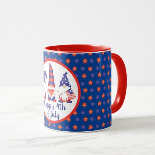 Vrolijk op 4 juli Gnomes Red White Blue Mok (Voorkant rechts)