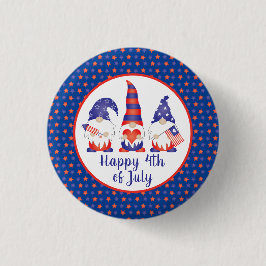 Vrolijk op 4 juli Gnomes Red White Blue Ronde Button 3,2 Cm