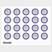 Vrolijk op 4 juli Gnomes Red White Blue Ronde Sticker (Vel)