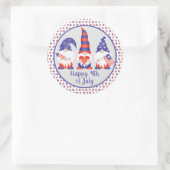 Vrolijk op 4 juli Gnomes Red White Blue Ronde Sticker (Tas)